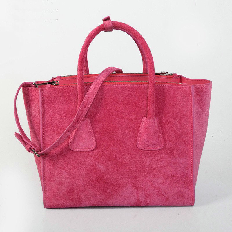 2014 Prada Suede Leather Tote Bag BN2619 rosered